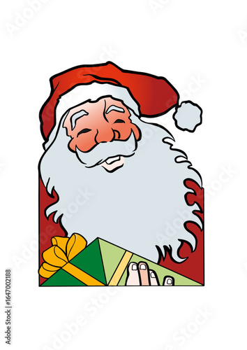 Santa Claus (Father Christmas) holding a gift