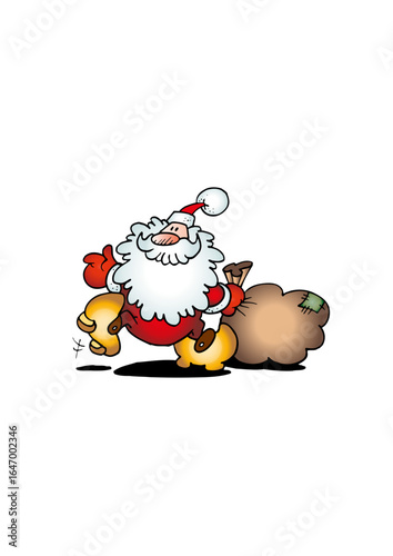 Santa Claus (Father Christmas) carries a sack of gifts