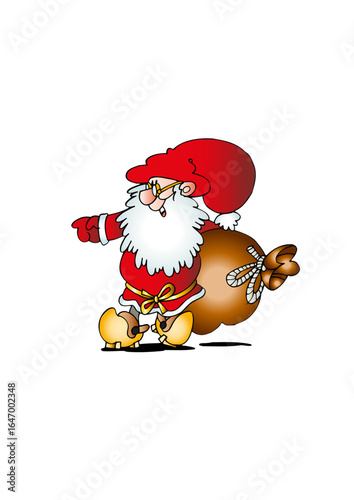 Santa Claus (Father Christmas) carries a sack of gifts