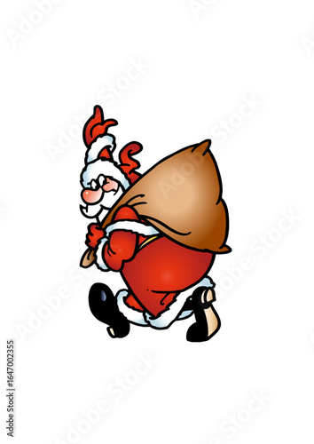 Santa Claus (Father Christmas) carries a sack of gifts