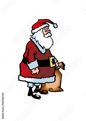 Santa Claus (Father Christmas) carries a sack of gifts