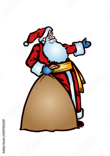 Santa Claus (Father Christmas) carries a sack of gifts