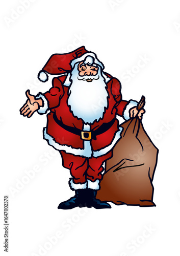 Santa Claus (Father Christmas) carries a sack of gifts