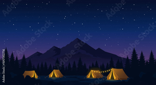 Cozy Tents Under Starry Night Sky