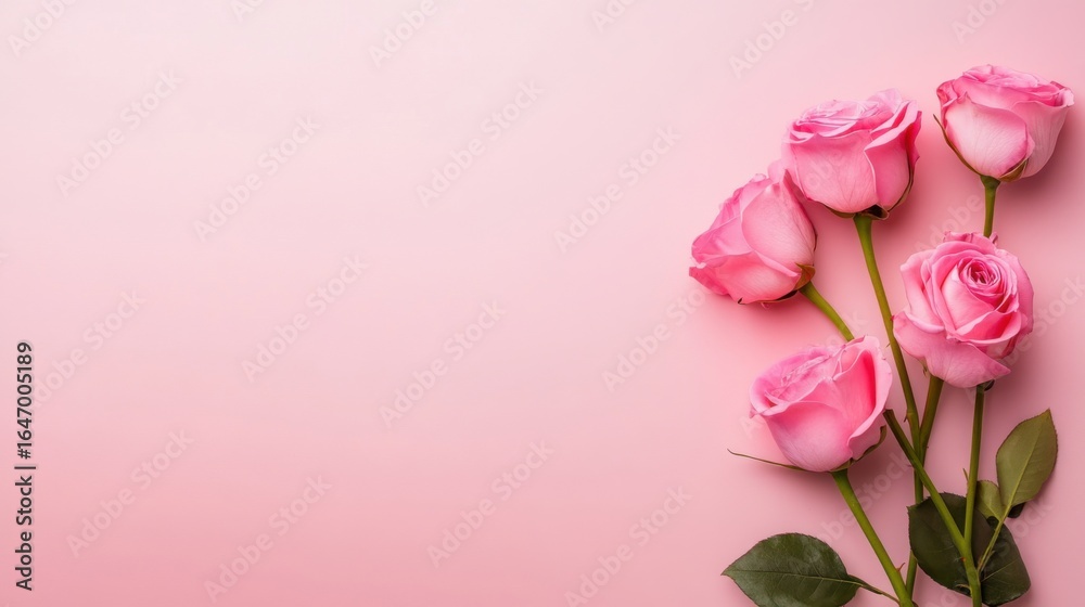 Fototapeta premium Pink Roses on a Soft Pink Background for Elegant Floral Decor