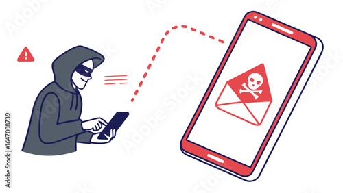 Identify phishing scam email fraud alert on mobile phone security and data breach prevention for protection