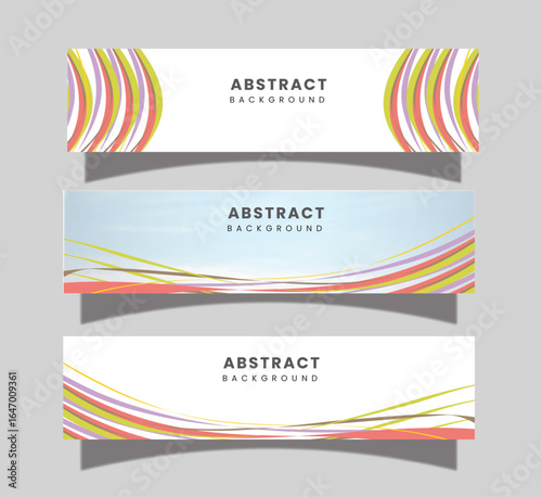 Abstract Banner Set with Curved Lines Link din cover design 
