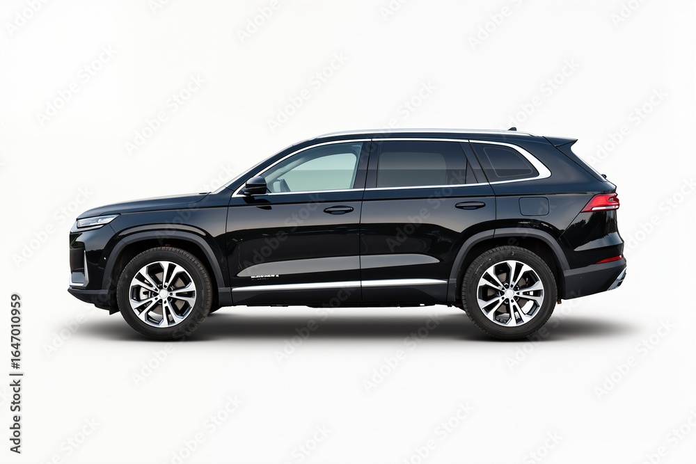 Fototapeta premium Black SUV car isolated on a white background. Side view