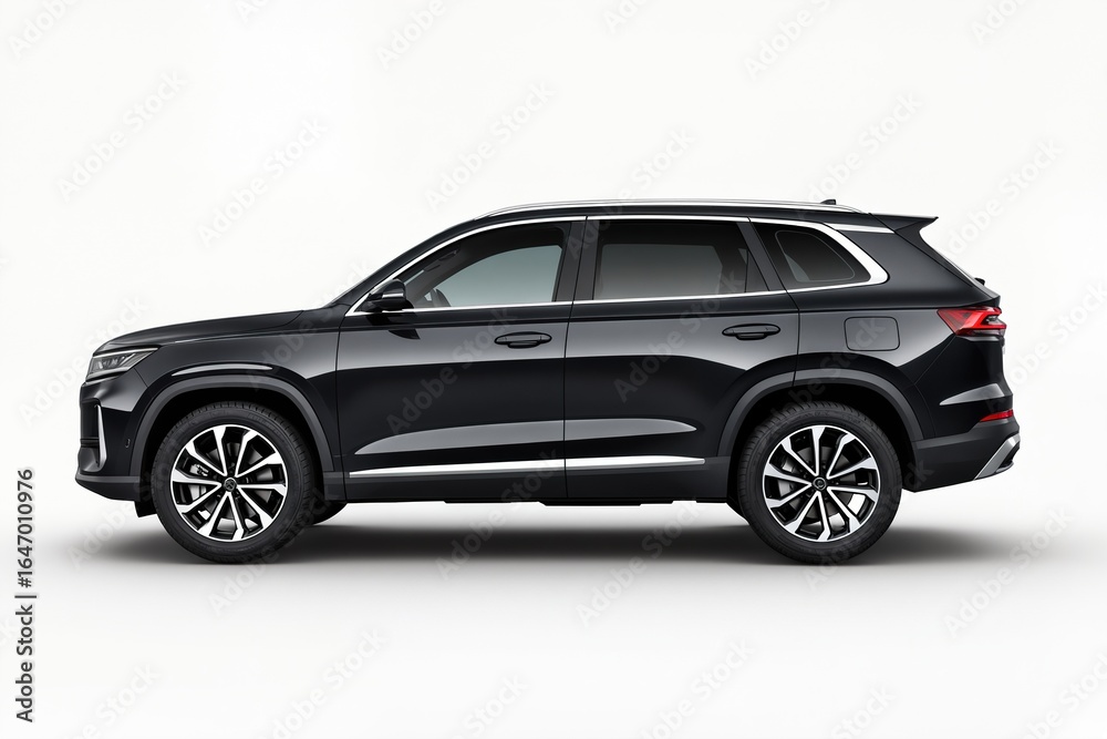 Fototapeta premium Black SUV car isolated on a white background. Side view