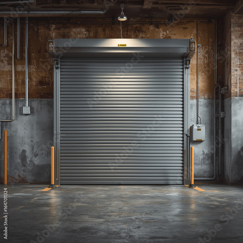 garage door in a parking garage