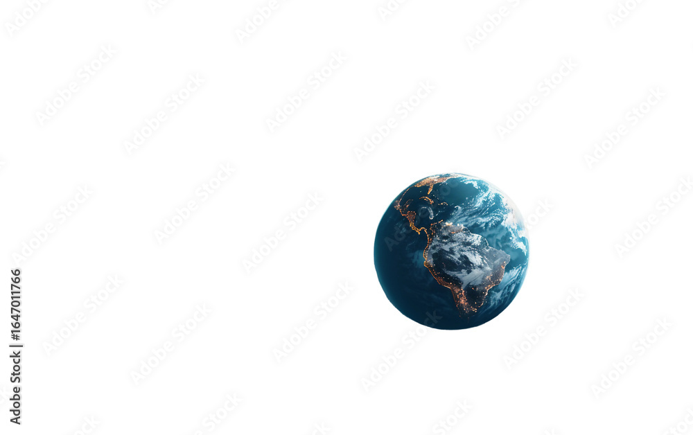 Fototapeta premium Artistic Representation of Earth Floating in the Cosmic Darkness Isolated on Transparent Background