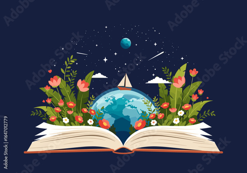 Unlocking worlds through books a journey of discovery among flowers and stars