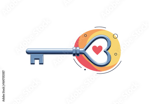 The heart key symbolizing love connection and unlock romance with sweet charm and affectionate passage