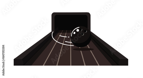 Bowling ball in motion on a bowling lane.