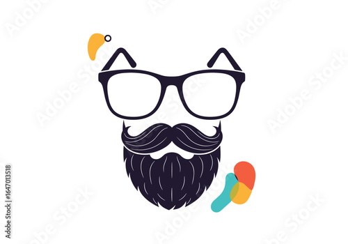 Modern hipster man illustration with beard glasses and stylish mustache creating unique artistic visuals