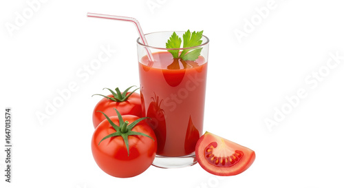 Wallpaper Mural Isolated Tomato Juice Glass and Tomatoes Torontodigital.ca