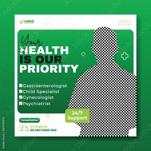 Medical Clinic Advertisement Featuring a Doctor and Healthcare Services Offered
