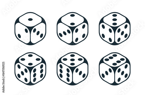 Dice vector 3d objects isolated illustration, gambling games design, board games, realistic cubes fortune luck.