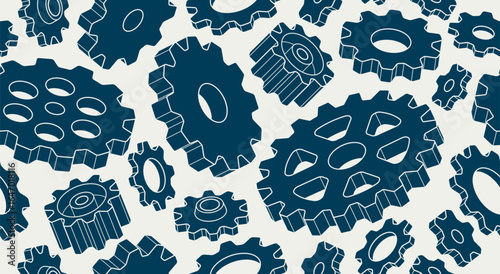 Gears seamless background, vector cogs and cogwheels mechanical repeat wallpaper, repair and maintenance theme tiling pattern, elements easy to use separately.