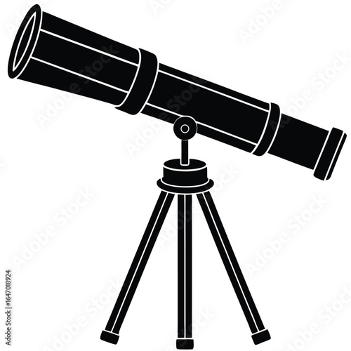Black telescope on tripod optical instrument astronomy