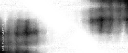 Diagonal Halftone Dots Gradient Background Black and White Vector