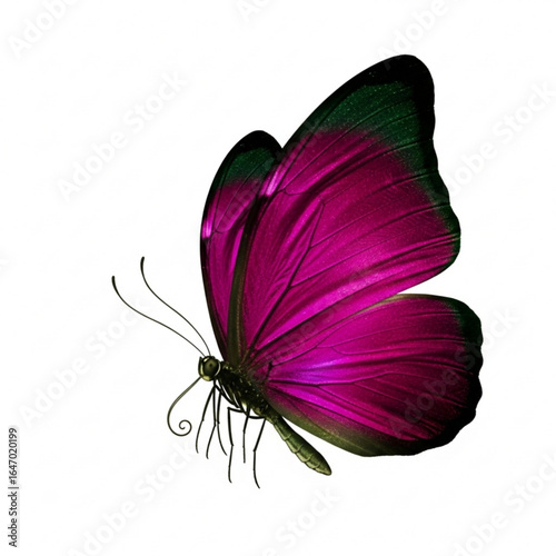 Beautiful purple butterfly isolated on white background with vibrant colors