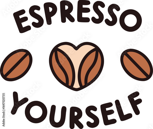 Vector art of espresso yourself with coffee beans isolated on white background illustration