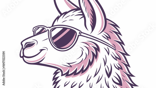 Cool llama wearing sunglasses vector illustration for t shirt design and animal lovers graphic design projects