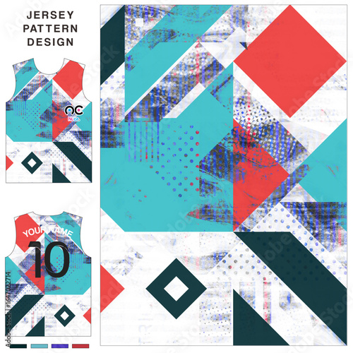 Abstract concept vector jersey pattern template for printing or sublimation sports uniforms football, volleyball, basketball, e-sports, cycling and fishing. Pattern jersey printing.