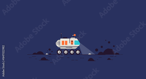 Futuristic Space Rover Exploring Alien Terrain