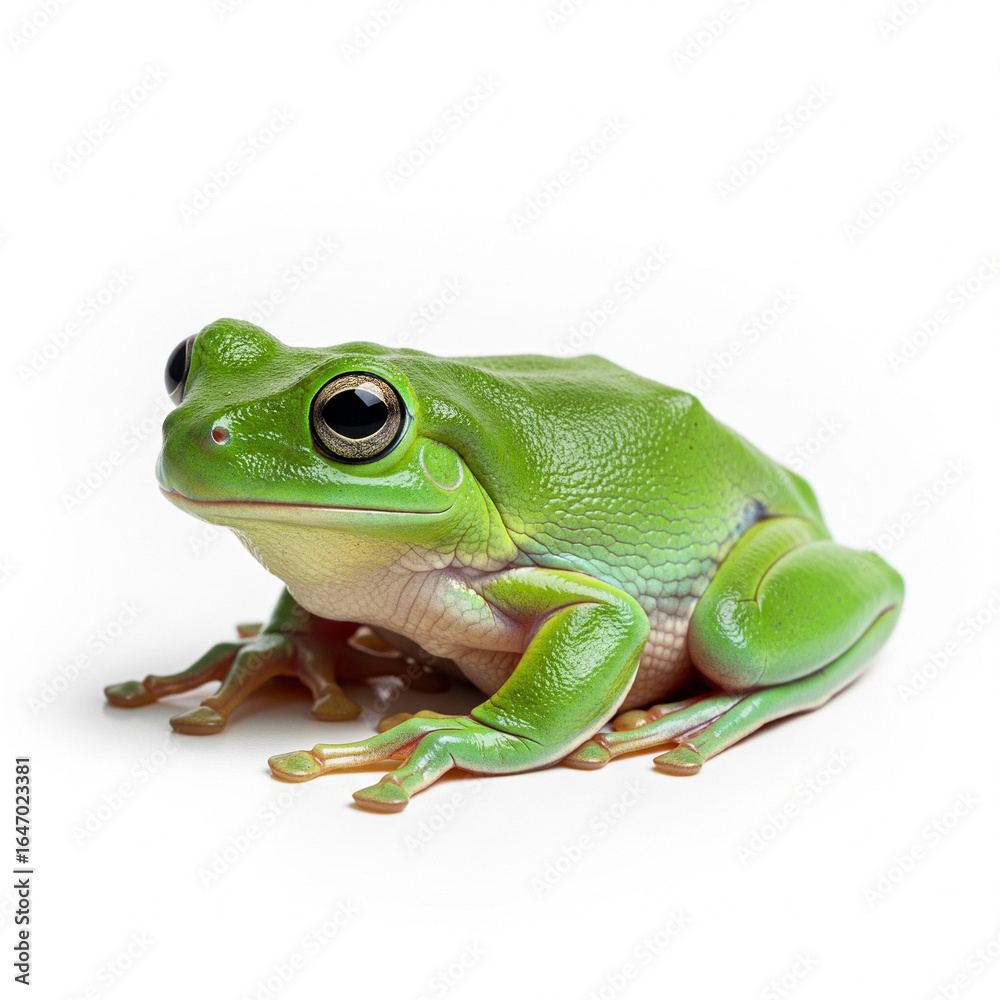 Obraz premium A green tree frog, isolated on a white background