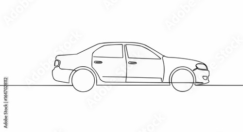 Line art illustration of a sedan.