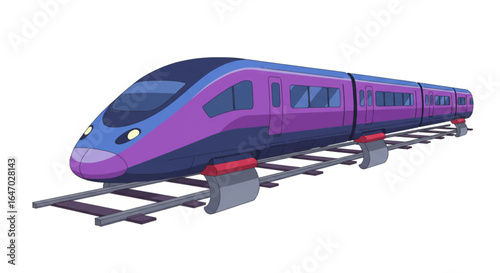 Modern Purple and Blue High-Speed Train