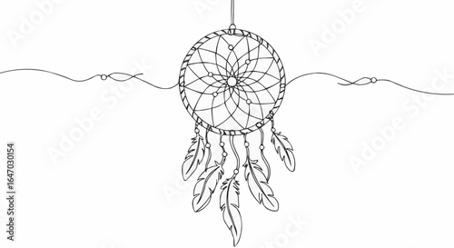 An exquisite dreamcatcher, embodying tranquility and peacefulness.