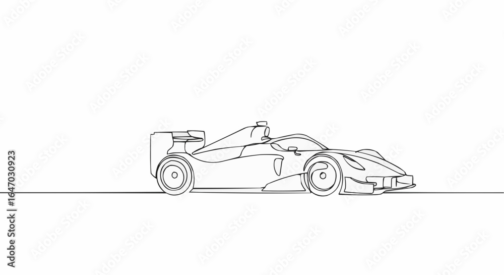 Obraz premium A sleek race car captured in a clean, minimalist line drawing.