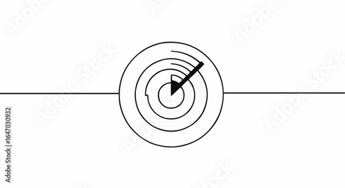A minimalist illustration of a compass, pointing in a certain direction.