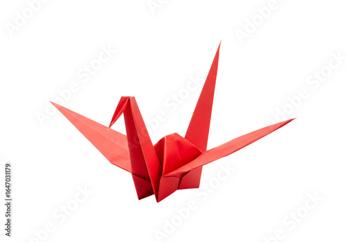Free Download Red origami crane paper bird art symbol decoration isolated on transparent background - GFXLoad