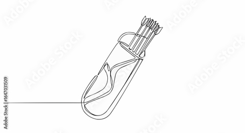 Elegant one-line drawing of a quiver full of arrows, exuding a sense of simplicity and focus.