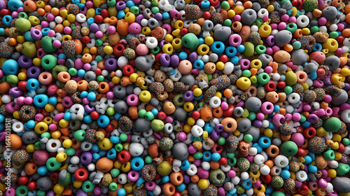 Brightly colored candy sprinkles in a macro texture, showcasing a vibrant assortment of colors and playful decoration concepts. hundreds and thousands for desserts, festive themes, 