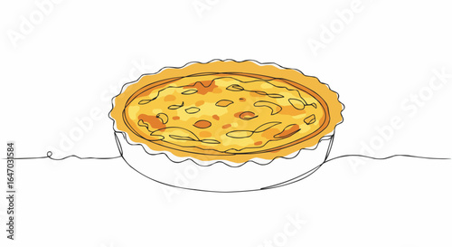 A delightful Quiche, freshly baked and ready to enjoy.