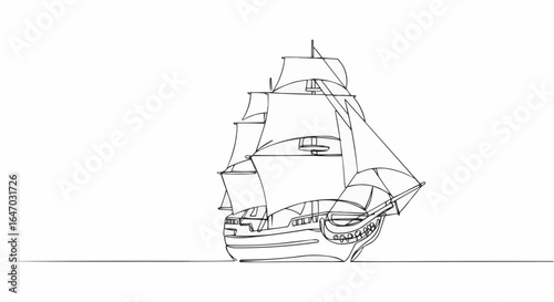 A majestic sailing ship gliding smoothly across the open sea.