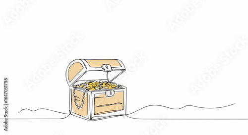 A treasure chest overflowing with gold coins, symbolizing wealth and discovery.