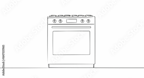 A minimal line drawing of a modern electric oven, representing home appliance.