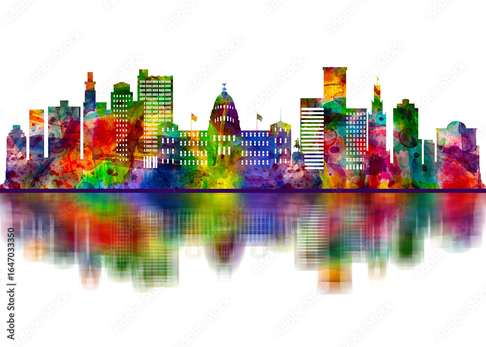 Obraz premium Jackson Mississippi skyline. Cityscape Skyscraper Buildings Landscape City Downtown Art