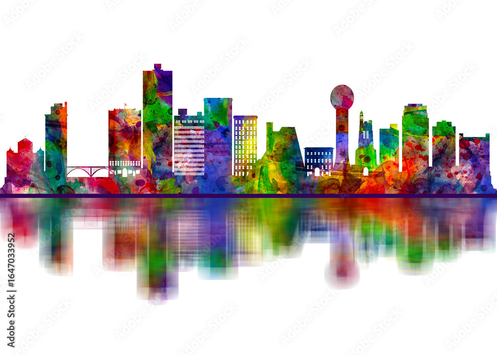 Obraz premium Knoxville Tennessee Skyline. Cityscape Skyscraper Buildings Landscape City Downtown Abstract Art