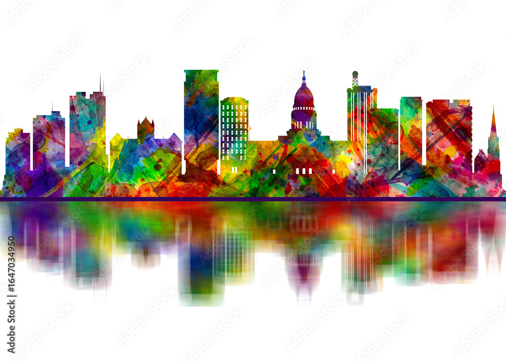 Obraz premium Madison Wisconsin Skyline. Cityscape Skyscraper Buildings Landscape City Downtown Abstract Art