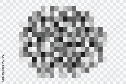 Pixel censor blur mosaic effect on transparent background. Pixelated texture bar. Privacy square content. 