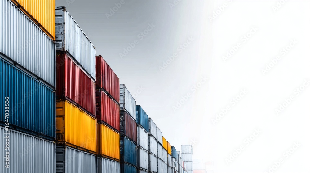 Fototapeta premium A row of shipping containers are stacked in a row