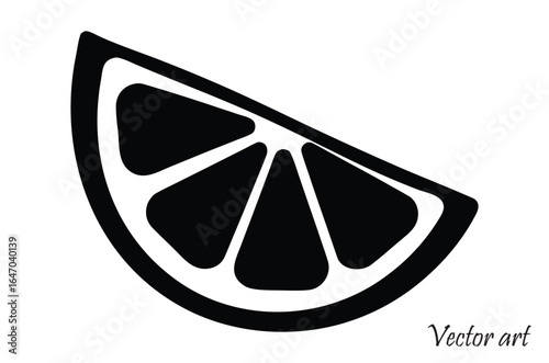 Lemon wedge silhouette vector, lemon wedge in drink black silhouette icon
