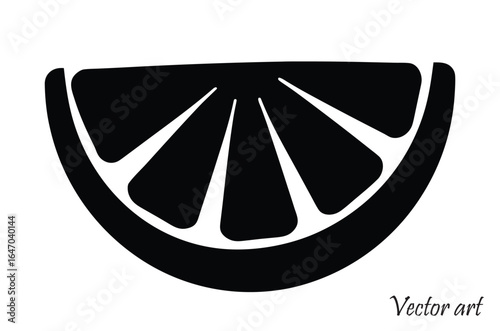 Lemon wedge silhouette vector, lemon wedge in drink black silhouette icon